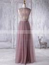 A-line V-neck Tulle with Appliques Lace Floor-length Fabulous Bridesmaid Dresses #DOB01012956