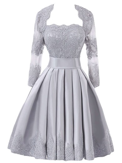 Original Strapless A-line Satin with Appliques Lace Knee-length Bridesmaid Dresses #DOB01012957