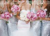 Exclusive Sheath/Column V-neck Sequined Floor-length Split Front Silver Bridesmaid Dresses #DOB01012961