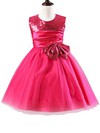 Cheap A-line Scoop Neck Tulle Sequined with Bow Tea-length Flower Girl Dresses #DOB01031902