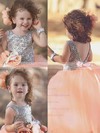 Ball Gown Scoop Neck Tulle Sequined Flower(s) Floor-length Backless Sparkly Flower Girl Dresses #DOB01031909