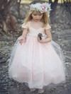 Princess Sweetheart Pink Tulle Sashes / Ribbons Newest Ankle-length Flower Girl Dresses #DOB01031911