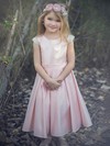 Latest A-line Scoop Neck Pink Satin with Bow Ankle-length Flower Girl Dresses #DOB01031912