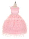 Princess Scoop Neck Tulle with Beading Promotion Ankle-length Flower Girl Dresses #DOB01031915