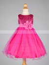 Tea-length A-line Scoop Neck Tulle Sequined Sashes / Ribbons Pretty Flower Girl Dresses #DOB01031917