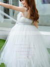 Trendy Square Neckline Tulle Sashes / Ribbons Floor-length Princess Flower Girl Dresses #DOB01031920