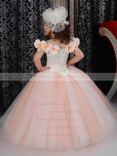 Scoop Neck Tulle with Flower(s) Floor-length Noble Ball Gown Flower Girl Dresses #DOB01031926