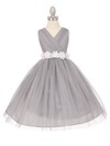 Online V-neck Tulle Sashes / Ribbons Floor-length Ball Gown Flower Girl Dresses #DOB01031928
