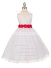 Online V-neck Tulle Sashes / Ribbons Floor-length Ball Gown Flower Girl Dresses #DOB01031928