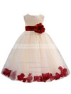 Ball Gown Scoop Neck Tulle Sashes / Ribbons Floor-length Nice Flower Girl Dresses #DOB01031930
