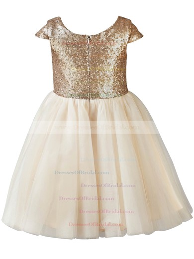 Best A-line Scoop Neck Tulle Sequined Sashes / Ribbons Ankle-length Flower Girl Dresses #DOB01031933