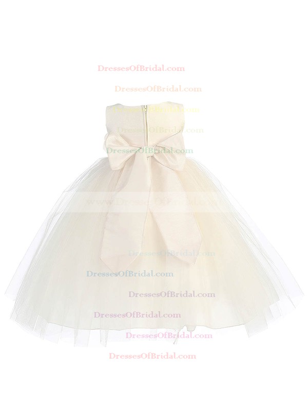 Discounted Scoop Neck Tulle Sashes / Ribbons Floor-length Ball Gown Flower Girl Dresses #DOB01031934