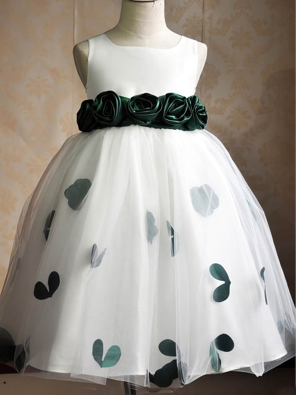 Scoop Neck Tulle Floor-length Sashes / Ribbons Original Ball Gown Flower Girl Dresses #DOB01031935