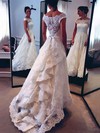 Beautiful A-line Scalloped Neck Lace with Sashes / Ribbons Watteau Train Wedding Dresses #DOB00022528
