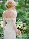 Classy Scoop Neck Sheath/Column Tulle Appliques Lace Floor-length Long Sleeve Wedding Dresses #DOB00022539