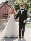 A-line Sweetheart Ivory Tulle Sashes / Ribbons Sweep Train New Wedding Dresses #DOB00022540