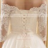 Off-the-shoulder A-line Tulle Appliques Lace Chapel Train 3/4 Sleeve Online Wedding Dress #DOB00022571