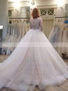 New Style Princess V-neck Tulle Crystal Detailing Court Train Backless Wedding Dresses #DOB00022575