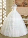 Ball Gown White Tulle Appliques Lace Floor-length Original One Shoulder Wedding Dress #DOB00022582