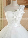 Ball Gown White Tulle Appliques Lace Floor-length Original One Shoulder Wedding Dress #DOB00022582