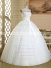 Ball Gown Sweetheart White Tulle Sashes / Ribbons Floor-length Affordable Wedding Dresses #DOB00022584