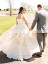 A-line Sweetheart Chiffon with Appliques Lace Sweep Train Beautiful Wedding Dresses #DOB00022605