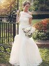 Fabulous Trumpet/Mermaid Tulle Ruffles Sweep Train One Shoulder Wedding Dresses #DOB00022607