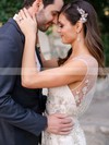Perfect A-line Chiffon with Beading Sweep Train V-neck Wedding Dresses #DOB00022608