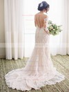 Scoop Neck Tulle Appliques Lace Court Train Long Sleeve Modest Sheath/Column Wedding Dresses #DOB00022644