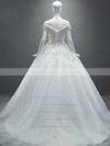 Off-the-shoulder Tulle Appliques Lace Court Train Sparkly Ball Gown Wedding Dresses #DOB00022649