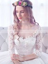Ball Gown Scoop Neck Lace Tulle Appliques Lace Floor-length 3/4 Sleeve Beautiful Wedding Dresses #DOB00022671