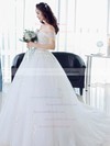 Princess Off-the-shoulder Tulle Beading Sweep Train Backless Newest Wedding Dresses #DOB00022673