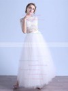 Two Piece A-line Scoop Neck Tulle Appliques Lace Ankle-length 1/2 Sleeve Unique Wedding Dresses #DOB00022679