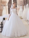 Boutique Ball Gown Scoop Neck Tulle Appliques Lace Floor-length 1/2 Sleeve Wedding Dresses #DOB00022680