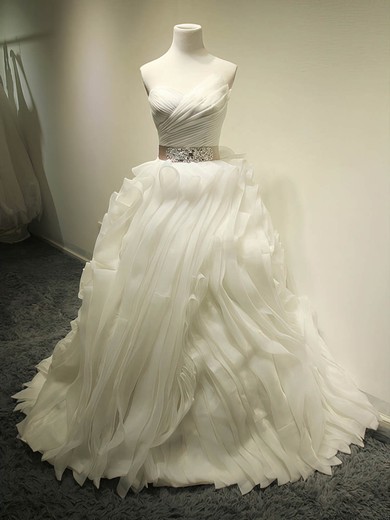Princess V-neck Organza with Sashes / Ribbons Court Train Different Wedding Dresses #DOB00022683