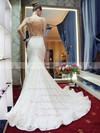 Scoop Neck Lace Tulle Beading Court Train Backless Trumpet/Mermaid New Arrival Wedding Dresses #DOB00022689