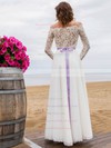 A-line Lace Chiffon Sashes / Ribbons Floor-length New Arrival Off-the-shoulder Wedding Dresses #DOB00022694