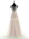 A-line Scoop Neck Tulle with Appliques Lace Floor-length Inexpensive Wedding Dresses #DOB00022697