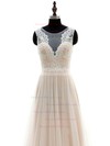 A-line Scoop Neck Tulle with Appliques Lace Floor-length Inexpensive Wedding Dresses #DOB00022697
