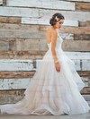 Fabulous Sweetheart Princess Tulle Appliques Lace Sweep Train Backless Wedding Dresses #DOB00022711