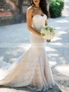 Sweetheart Lace Tulle Appliques Lace Court Train Amazing Trumpet/Mermaid Wedding Dresses #DOB00022712