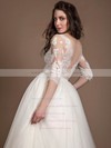 New Princess Scoop Neck Tulle Appliques Lace Floor-length 1/2 Sleeve Wedding Dresses #DOB00022723