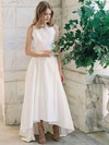 Asymmetrical A-line Scoop Neck Satin with Ruffles Latest Two Piece Wedding Dresses #DOB00022725