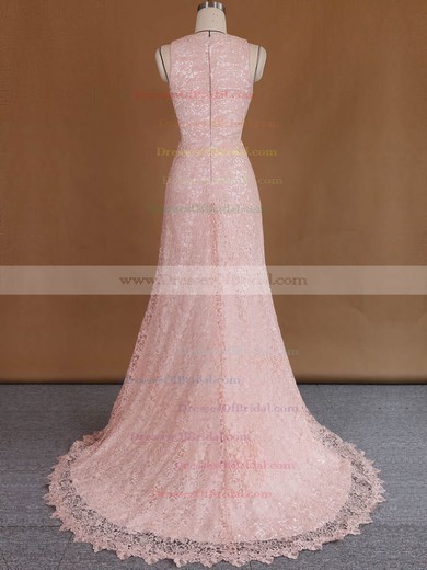 Scoop Neck Sheath/Column Lace Tulle with Sequins Detachable Wholesale Wedding Dresses #DOB00022729