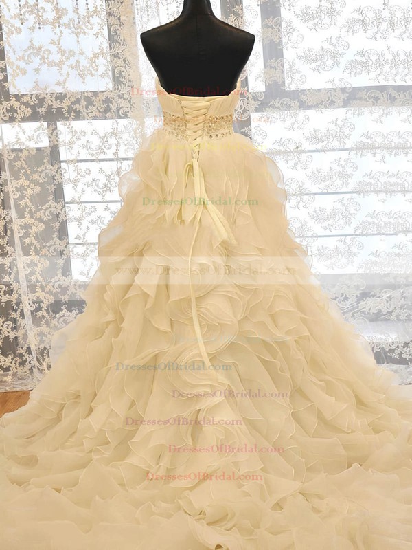 Original A-line Sweetheart Organza with Beading Court Train Wedding Dresses #DOB00022730