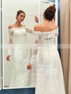Sheath/Column Tulle Appliques Lace Sweep Train Long Sleeve Off-the-shoulder Great Wedding Dresses #DOB00022736