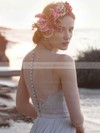 A-line Scoop Neck Tulle Chiffon with Appliques Lace Floor-length Modern Wedding Dresses #DOB00022739