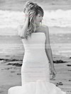 Trendy Trumpet/Mermaid Tulle Cascading Ruffles Sweep Train Strapless Wedding Dresses #DOB00022745