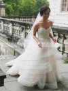 Backless Princess Sweetheart Organza Tulle Appliques Lace Court Train Popular Wedding Dresses #DOB00022746
