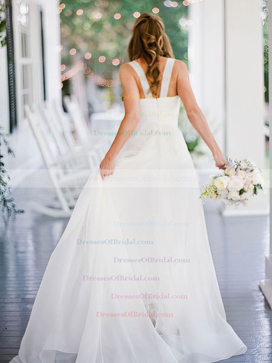 A-line Sweetheart Chiffon with Ruffles Sweep Train Beautiful Wedding Dresses #DOB00022752